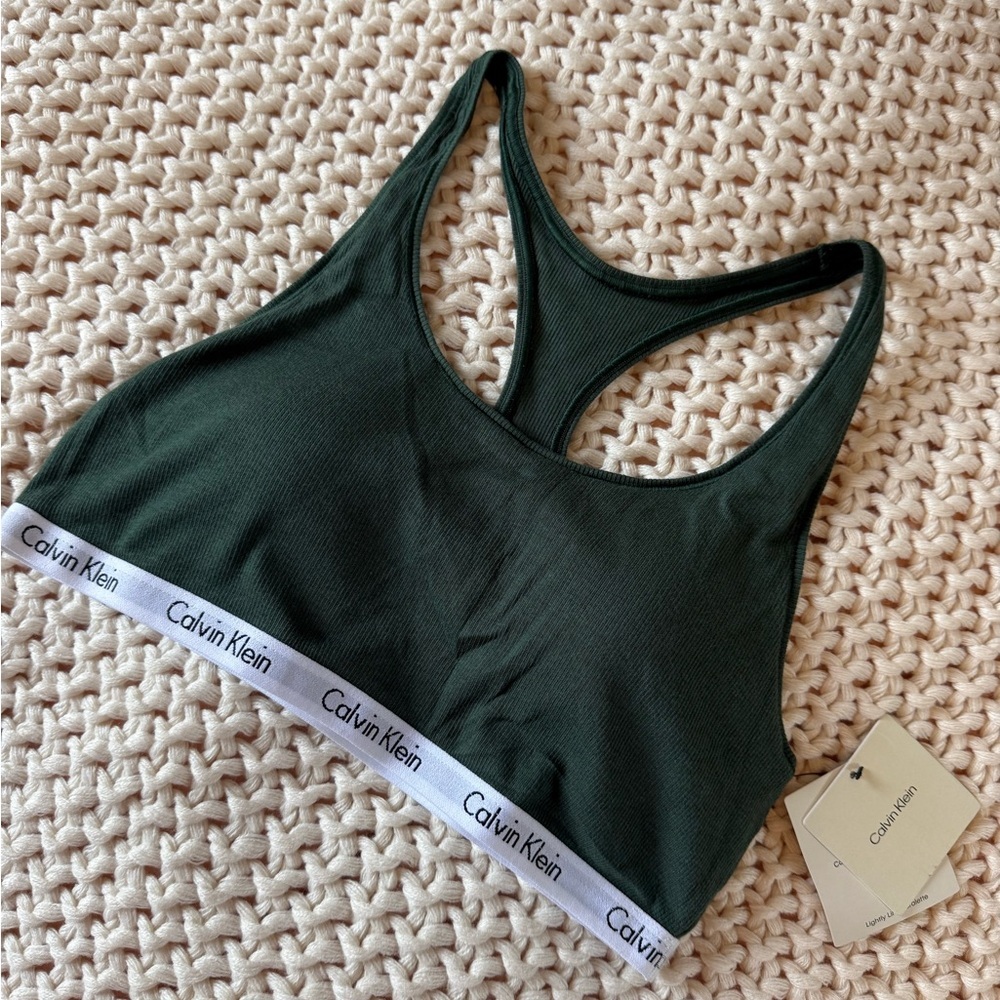 NWT Calvin Klein Dark Green Sports Bra